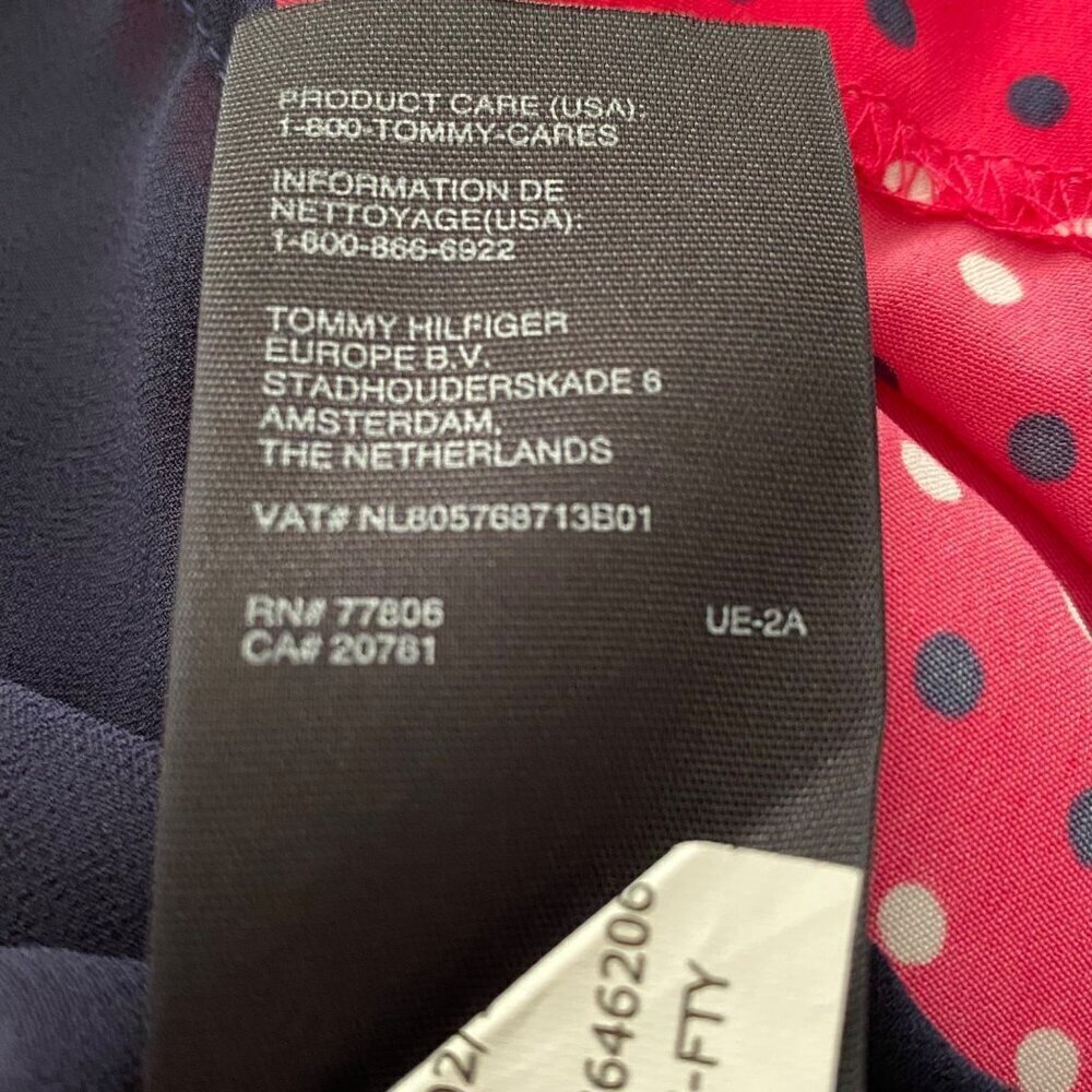 Tommy Hilfiger Polka Dot Elastic Waist Dress, Navy Pink Sleeveless Women's Size - Picture 10 of 10